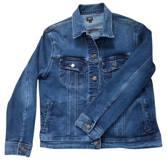 Lee Men’s Denim Trucker Jacket Western Classic Blue Jean Coat Cowboy Rugged - Picture 3 of 7